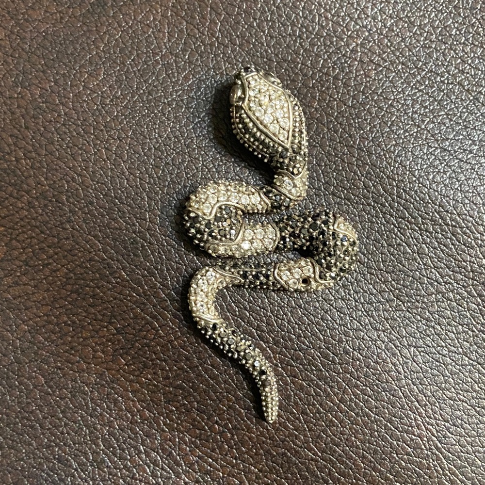 Vintage Black and 925 Silver Snake Necklace